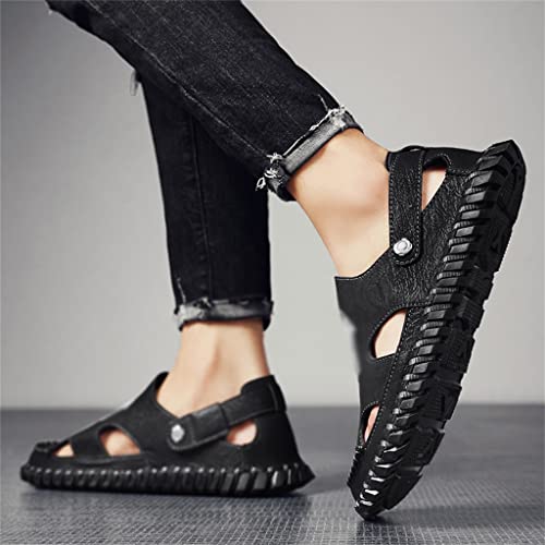 Men's Genuine Leather Sandals Soft Breathable Shoes Beach Sandals Leather Men Sandals(44)3