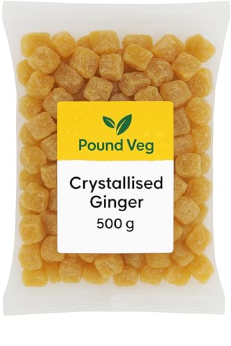 Premium Crystallised Ginger 500g | Sweet & Spicy Sugar Coated Ginger Pieces for Snacking Baking Salads Desserts Cooking & Everyday Recipes