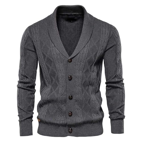 Men Button Front Knit Cardigan Sweater Casual Soft V Neck Long Sleeve Textured Knitwear2