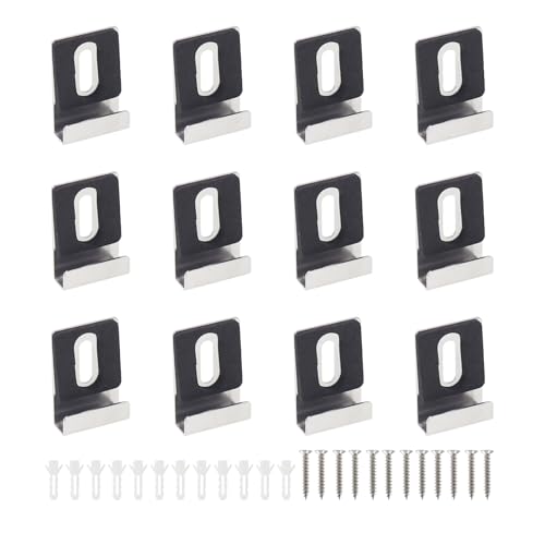 Image of Metal Mirror Clip,ULIFESTAR SUS304 Wide Channel Mirror Hanger Clip,Large Mirror Retainer Clip,Heavy Frameless Mirror J-Channel Mount Wall Clips with Screw 36*25mm /1.42*0.98 inch with Gasket Silver 12PCS