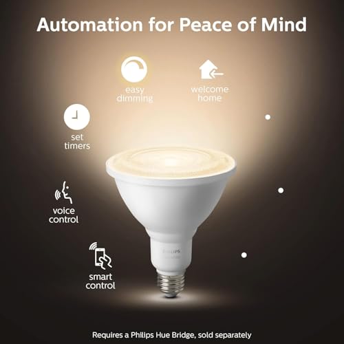 Image of Philips Hue White PAR38 LED 100W Equivalent Waterproof Dimmable Smart Wireless Flood Light Bulb (2 Pack)
