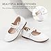 PANDANINJIA Naomi Girls Dress Shoes Mary Jane Ballet Flats Flower Girl Wedding Party Communion Shoes for Toddler Little Kid Big Kid (White Pu, 7 M US Toddler)
