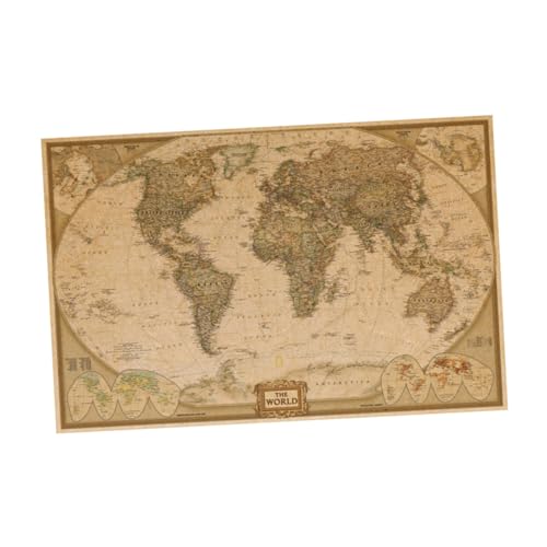 HIAKDOFT Póster Vintage de Mapa Papel Kraft Pintura Decorativa para Pared Arte Moderno para Salón y Dormitorio Decoración para Hogar y Oficina