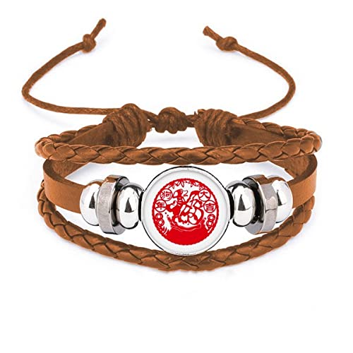 Bracelet en cuir Chien du Nouvel An chinois zodiaque