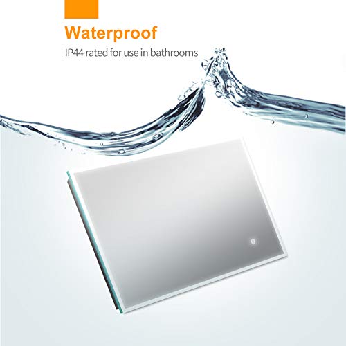 Janboe Led Illuminated Bathroom Mirror Wall Mounted Bathroom Vanity Mirror with Touch Switch for Makeup Cosmetic Shaving 700x500mm