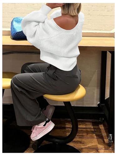 WDIRARA Women's Open Front Cardigans Long Lantern Sleeve Oversized Knit Outerwear4