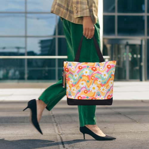 Image of NGIL Medium Top Zipper Closure Canvas Tote Bag with Attached Matching Coin Purse For Moms and Nurses