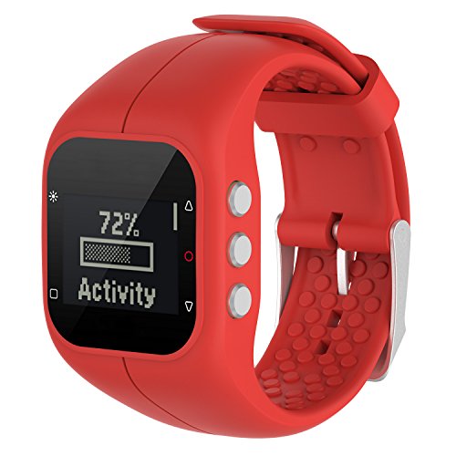 BoLuo Correa para Polar A300, Bandas Correa Repuesto,Correas de Reloj, Silicona Reloj Recambio Ajustable Brazalete Correa Repuesto Strap Wristband para Polar A300 Watch Accessories (rojo)