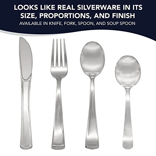 Party Essentials 50Count Hard Plastic Forks, Shiny Silver #TOP4