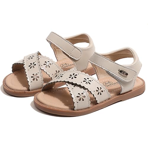 Toddlers Little Girls Ankle Strap Hook&Loop Open-Toe Hollow-Out Dress Summer Shoes Closed Toe Sandals