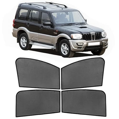 Image of AutoStory Custom Fit Non-Magnetic Cotton Mesh Car Sunshade for Scorpio 2003-2013 | UV & Heat Protection Car Window Curtains | Privacy Car Sun Shade | Breathable Vehicle Specific Side Window Shades