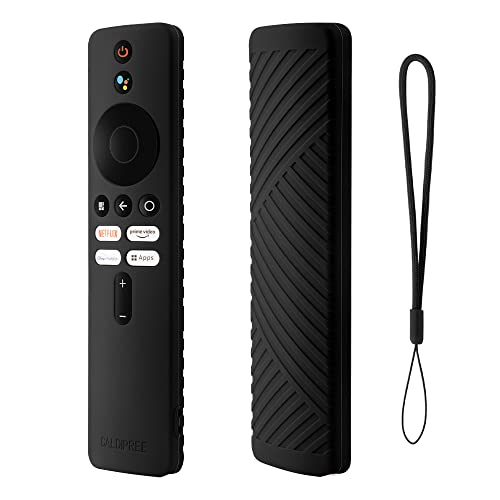 Caldipree Silicone Remote Cover Case Pouch Sleeve Compatible for MI Xiaomi Redmi Smart tv Remote Case with Loop (Black)