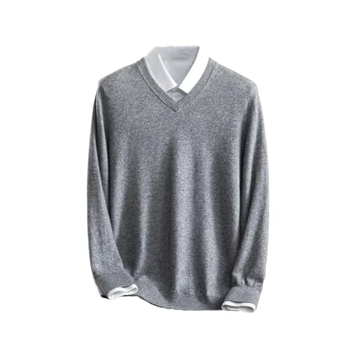 Men's 100 Percent Cashmere Knitted Sweater Winter Casual V-Neck Pullover