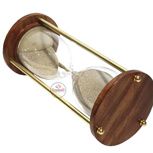 Image of 30 Minute Wooden Hourglass | Natural Sand Color | 7.5x7.5x17cm | Sand Timer, Tea Making Home & Kitchen Office Table | Sand Timer for Kids | Hourglass for Gifts (Pack of 1).