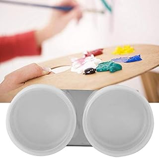 Palette Cups, Stainless Steel Double Dipper Oil Painting Pot with Lid for Watercolor Acrylic Oil Painting Supply