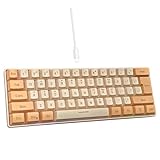 Snpurdiri 60% Wired Gaming Keyboard, RGB Backlit Ultra-Compact Mini Keyboard, Waterproof Mini Compact 61 Keys Keyboard for PC/Mac Gamer, Typist, Travel (Orange and Cream)