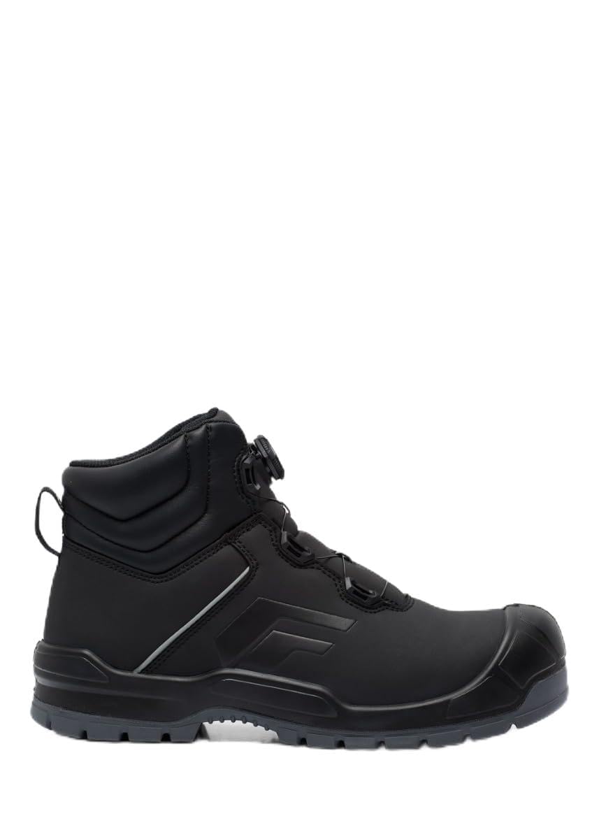 Faze.One Lloyd 8K Rugged Pro S3S Sicherheitsschuhe Herren | High-Top Arbeitsstiefel mit Composite-Zehenschutz | Freelock Schnellverschluss | Metallfreier Durchtrittschutz | PU/Microfaser | Schwarz