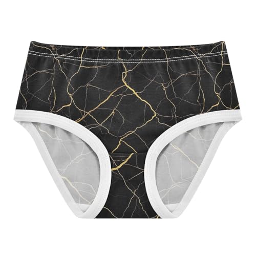 Joisal Chic Gold Vein Black Minimalist Cute Panties Girl Toddler Underwear Floral Cotton Stylish Kids Undies Briefs 2t