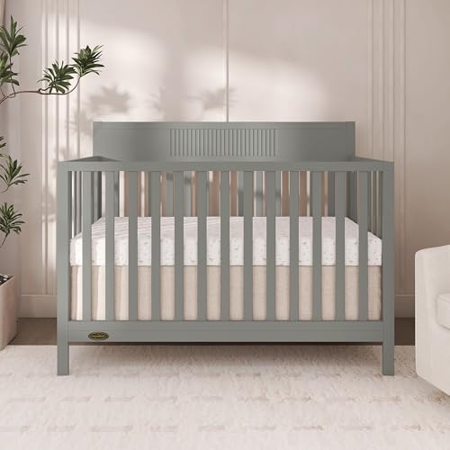 Image of Dream On Me Ivy 5-in-1 Convertible Full-Size Baby Crib in Seagrass, GreenGuard Gold & JPMA Certified, 3 Mattress Heights, Converts to Toddler, Day & Full-Size Bed, Safe & Stylish Nursery