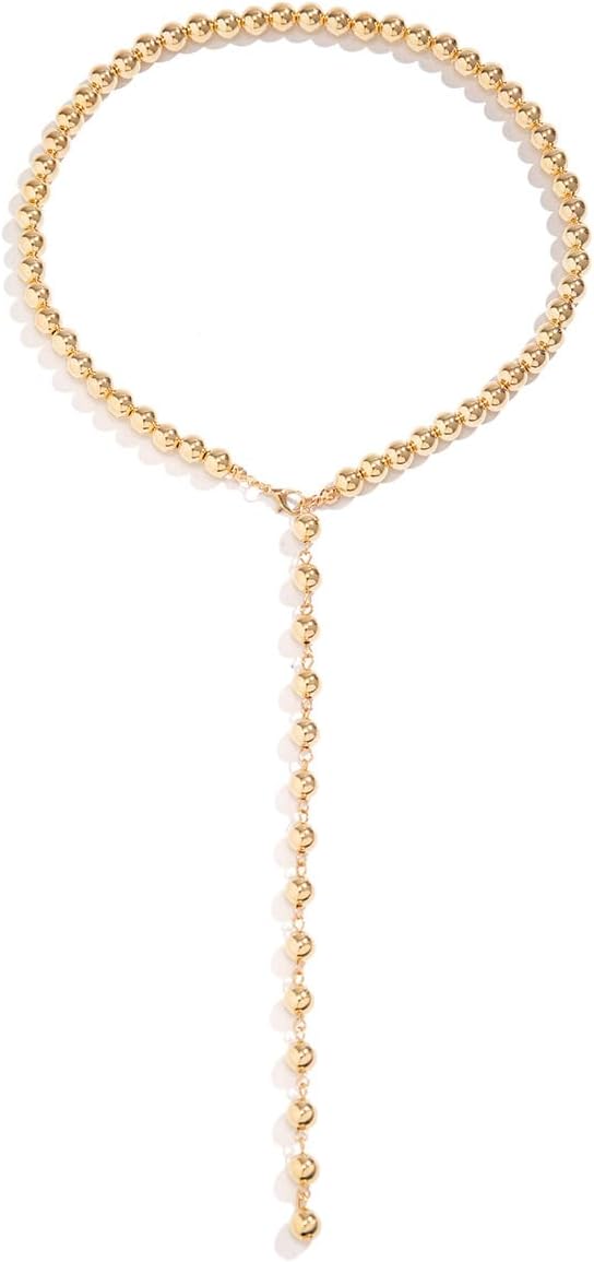Gold Necklace Gold Y Necklace Dainty Gold Beaded Necklaces Drop Necklaces for Women Prom Wedding Bridal Bridesmaid Jewelry (Gold) - Image 7