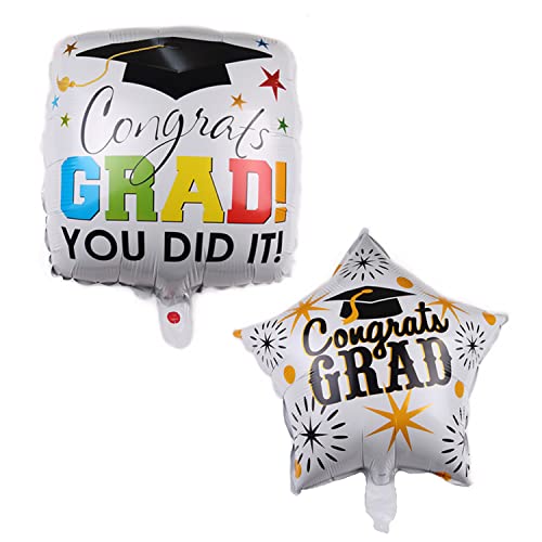 10 Pieces Graduation Foil Balloons Large Round Shaped Mylar Balloons - Class Of 2023 Congrats Grad - Colorful Aluminum Foil Balloons Jumbo Balloons For Boys Girls Graduation Party Decoration Supply #TOP3