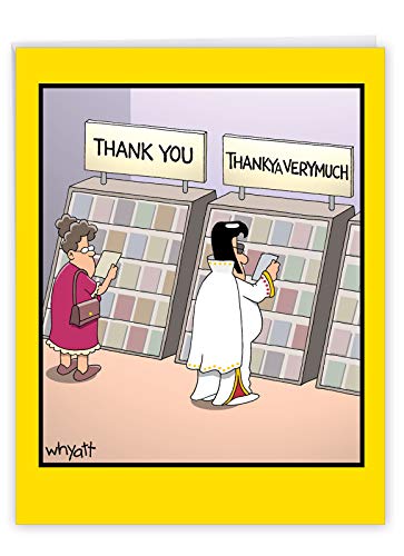 NobleWorks Jumbo Humorous Thank You Greeting Card 8.5 x 11 Inch with Envelope (1 Pack) Oversize JumboJumbo Thankya Thank You J3757