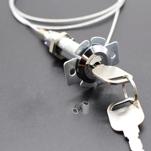 Besttoolifes Cerradura de cuerda de alambre para puerta de garaje, aleación de zinc con núcleo de cobre, cable de 2 m de longitud, se adapta a puertas de 10-45 mm de grosor, persianas industriales y