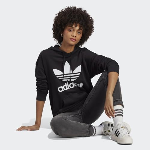 Adidas Originals GVU40-001-L Womens Adicolor Trefoil Hoodie Black/White Large thumb #3