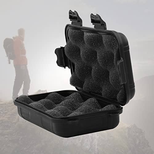 POCREATION Outdoor Shockproof Box, 2 Colors 2 Sizes Survival Storage Sealed Container (S-Black)