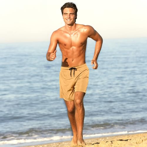 Image of BRISIRA Mens Swim Trunks Swim Shorts Quick Dry 5 inch Inseam Beach Shorts with Compression Liner and Zipper Pocket