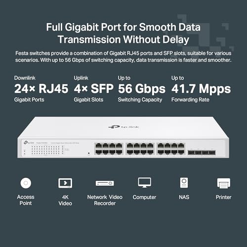 Image of TP-Link Festa FS328G, 28 Port Gigabit Smart Managed Switch, Static Routing