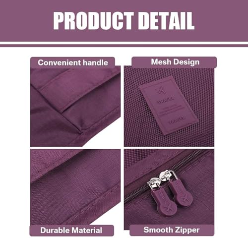 Image of Travel Organizer Pouch Set of 6, Space Saver Packing Cubes for Suitcase, Clothes, Underwear, Socks and Shoes (MAROON)