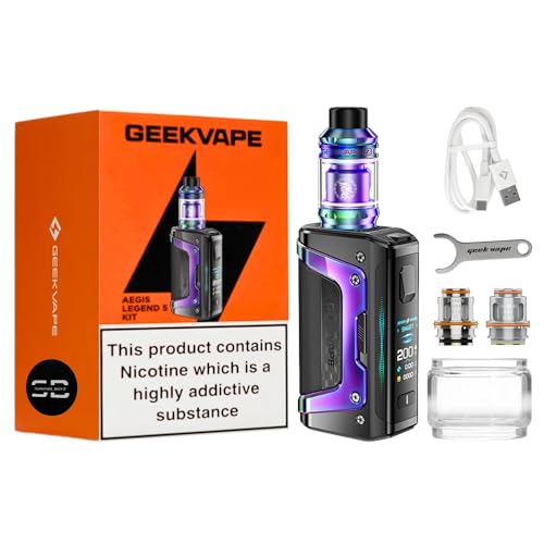 Geekvape Aegis Legend 5 Aurora Rainbow Vape Kit - 8 Colors, Type-C Fast Charge, 2 x 18650 Batteries (sold separately), 200W Output, Compatible with Geekvape Z Coils