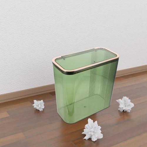 Caneca de basura con tapa abatible para hogar, verde miniatura 6