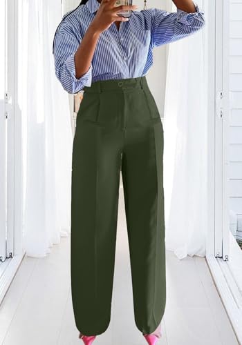 Unybwonn Dress Pants for Women Wide Leg High Waisted Straight Leg Slacks Business Office Work Dressy Pants Trousers4