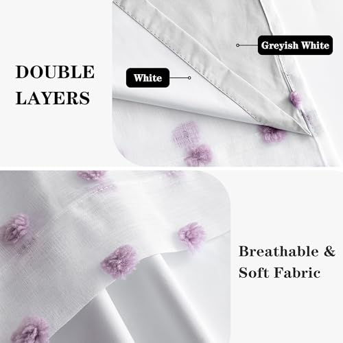 Image of MEETSKY Purple Blackout Curtains for Girls Bedroom,Pom Pom Curtain 50x90 in | 100% Blackout Light Blocking Drapes,Nursery /Kids /Girls Curtains,Room Darkening,Thermal Insulated Grommet Drape,2 Panels Set