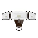 Amico 3 Head LED Security Lights with Motion Sensor, Adjustable 40W, 4000LM, 5000K, IP65 Waterproof, Exterior Flood Light for Garage, Yard(Brown)