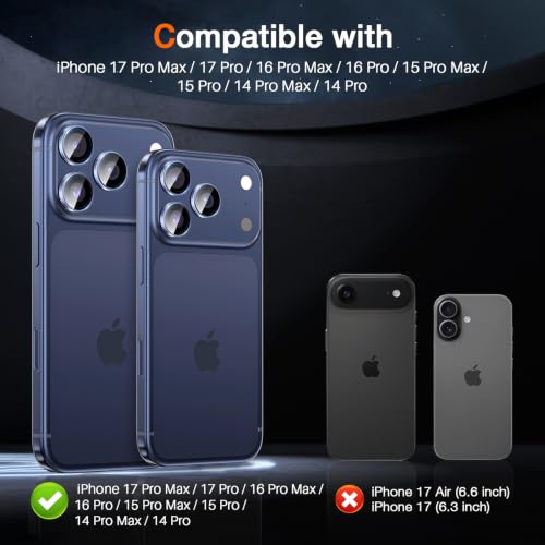 Image of LK 2 Pack for iPhone 17 Pro /17 Pro Max Camera Lens Protector, Deep Blue