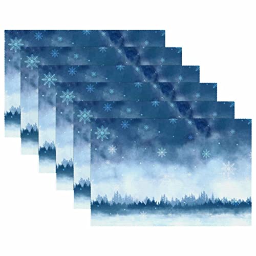 Sets de table aquarelle d'hiver haut de gamme pour table à manger - 6