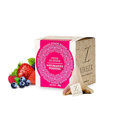 Viveza - Naturaleza Positiva Infusión Frutos Rojos del Bosque - Contiene Hibisco, Bayas Silvestres, Frambuesas, Arándanos y Moras - Sin Teína - Caja por 15 Pirámides Ensobradas - 45 gr