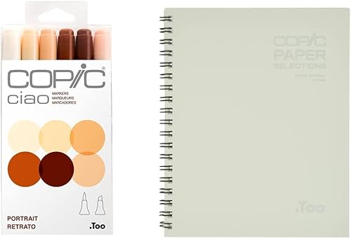 Copic I6-Skin Ciao Marcadores piel paquete de 6 y cuaderno de bocetos S
