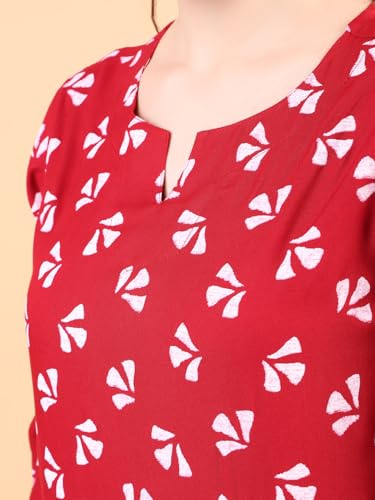 Image of Ichaa Women's Rayon Night Suit Printed Top & Bottom Set
