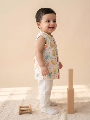 Image of POLKA TOTS Pure Cotton New Born Dress | Ultra-Soft, Breathable & Lightweight Sleeveless Jhabla Pant Set for Baby Boys & Girls | Baby Summer Clothes | Traditional Jabla & Pyjama Set for Newborns