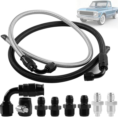 Image of Universal 25Inch AN6 Power Steering Hose Kit Compatible for Chevy C10 LS Swap Connects GM Type 2 Power Steering Pump | Connects GM Type II Power Steering Pump 1950-2000 Power Steering Pump Hose Kit