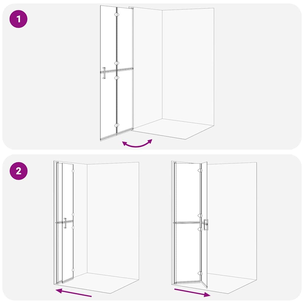 Ścianka prysznicowa Walk-In czarna z aluminium i szkła hartowanego, 80 x 6,5 x 190 cm, składana, do łazienki, ochrona przed pryskaniem, bez barier, zajmuje mało miejsca, do nowoczesnej