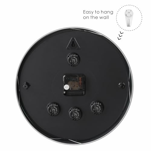 Plumeet Small Wall Clock, 10 Inch Battery Operated Wall Clock with Silver Aluminum Frame, Non Ticking Silent Metal Wall Clocks Decorative Kitchen Living Room Bedroom