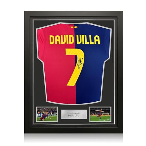 Exclusive Memorabilia Camiseta del Barcelona 24 25 firmada por David Villa. Enmarcada.
