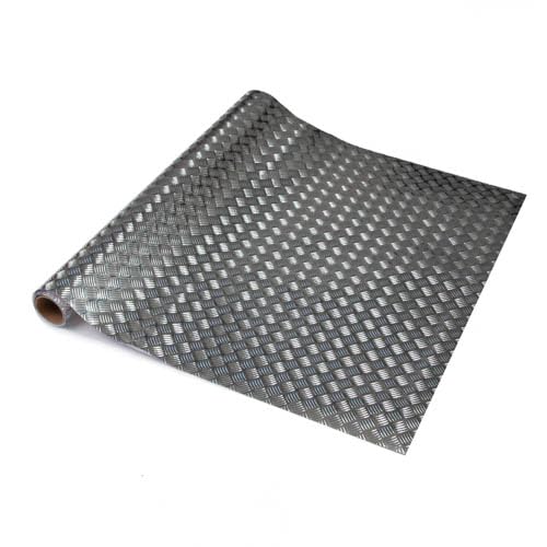 45cm x 1m up to 10m dc fix CHEQUER PLATE SILVER premium sticky back plastic vinyl wrap (210-0060) (45cm x 5m)