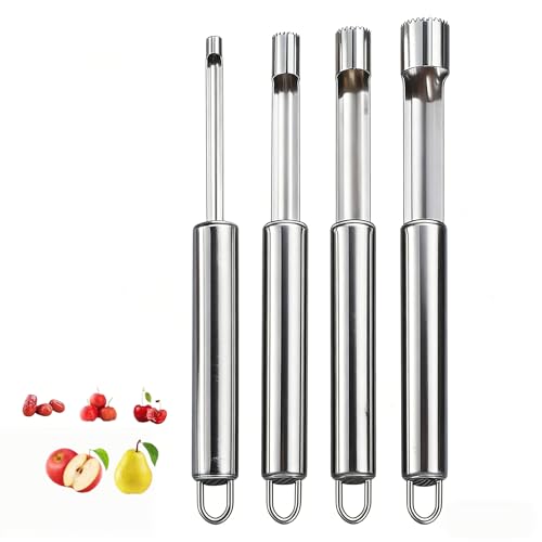 Heanvmyss 4er-Set Apfelentkerner,Obstentkerner,Kirschentkerner,Entkerner Apfel mit Einer Gezackten...