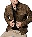 Premium Vintage Trucker Suede Leather Jacket Men Genuine Lambskin Men Leather Jackets Shirt Collar Jackets For Mens (US, Alpha, Large, Regular, Regular, Khaki Suede Leather)
